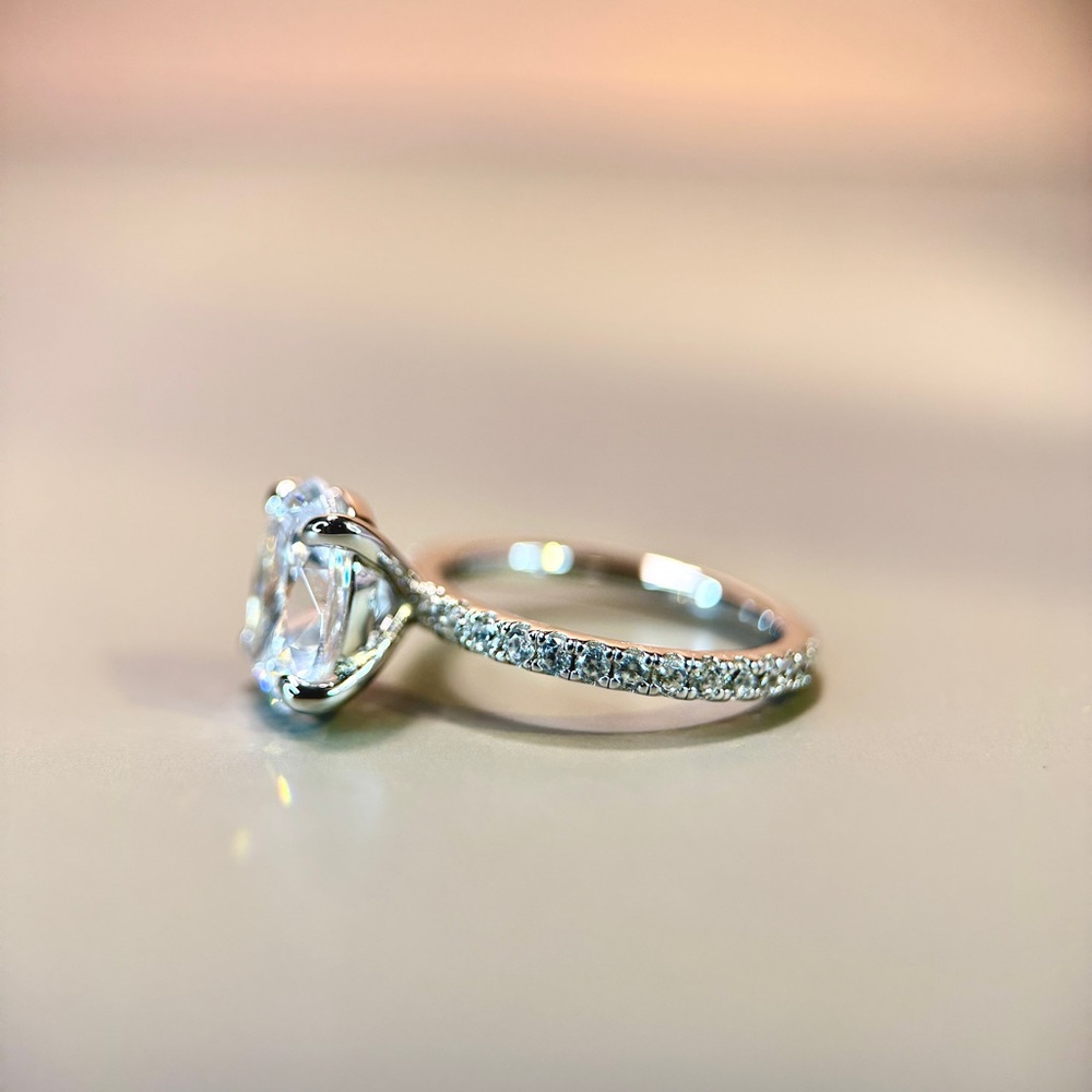 3ct Oval Solitaire Engagement Ring S925 14k Gold Plated - Picture 6 of 9